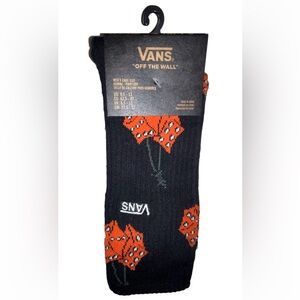Vans Winding Road Off The Wall Crew Socks 1 Pair Men 9.5-13 Black Red Dice Logo